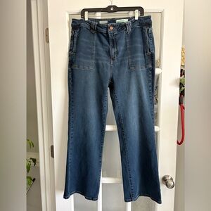 Pilcro by Anthropologie Women’s Jeans Icon Flare Wide Leg Dark Wash 18W
